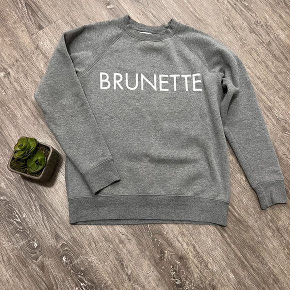 Brunette The Label Tops - Brunette The Label "Brunette" Sweatshirt Grey & White Sz S M